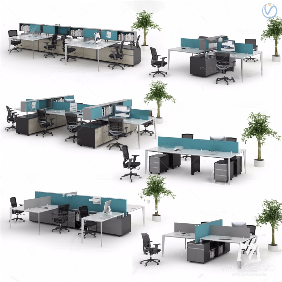 Modern employee card seat office desk chair 3d model